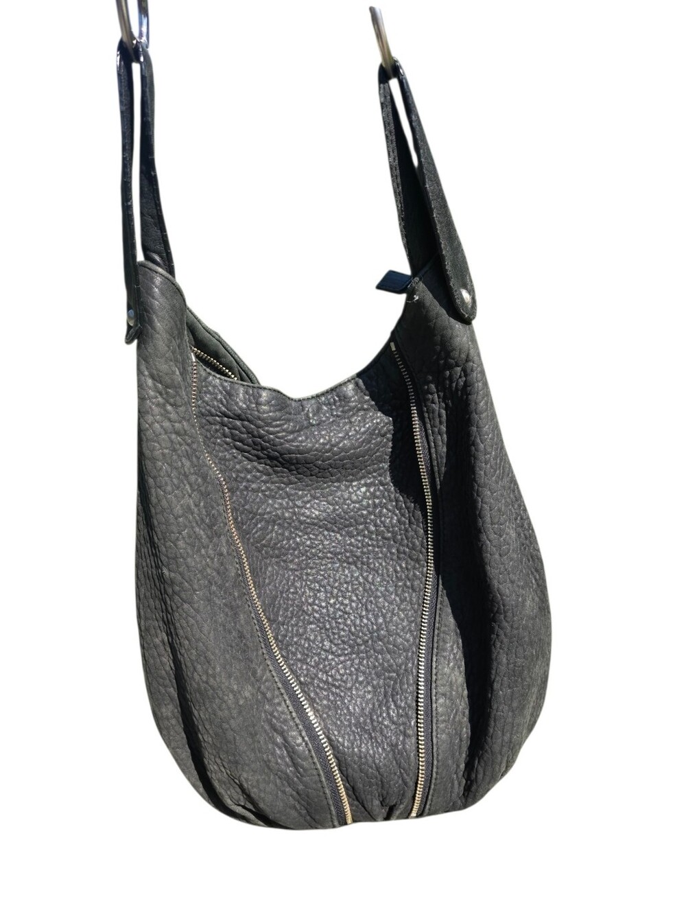 Danier Pebbled Leather Hobo Bag | Black Genuine Leather | Soft Slouchy Handbag